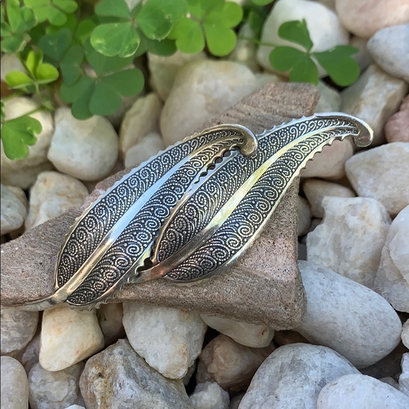 Vintage Sterling Silver Double Leaf Brooch - Picture 1 of 6